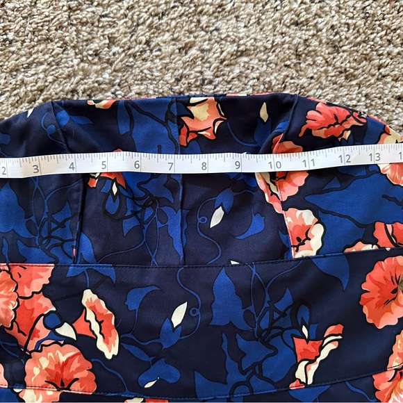 Kay Unger Strapless Dress Blue Coral Floral Pockets Tropical Mexican Wedding - Picture 7 of 9